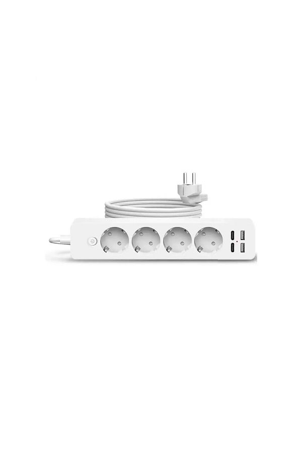FOXMAG24-Prelungitor cu 4 prize, 2 USB, 2 Tip-C, 2m, 2500W, ignifug, întrerupător ON/OFF, alb 1