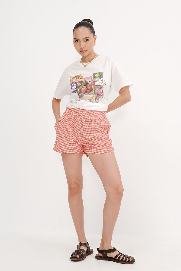 Addax-Gingham Patterned Shorts Ş17389 1