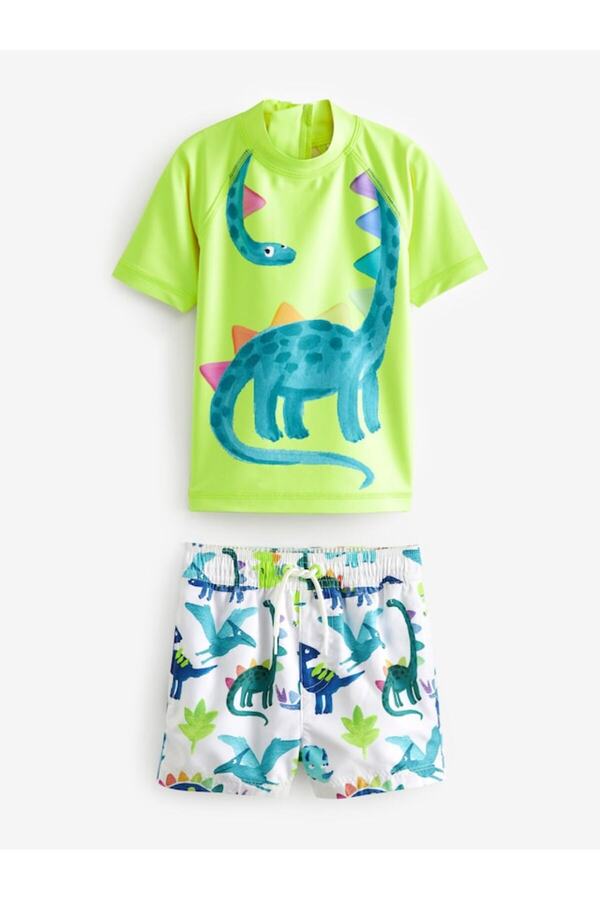 Next Baby-Green Dinosaur Patterned Sunsafe Protection Swimsuit Set 1