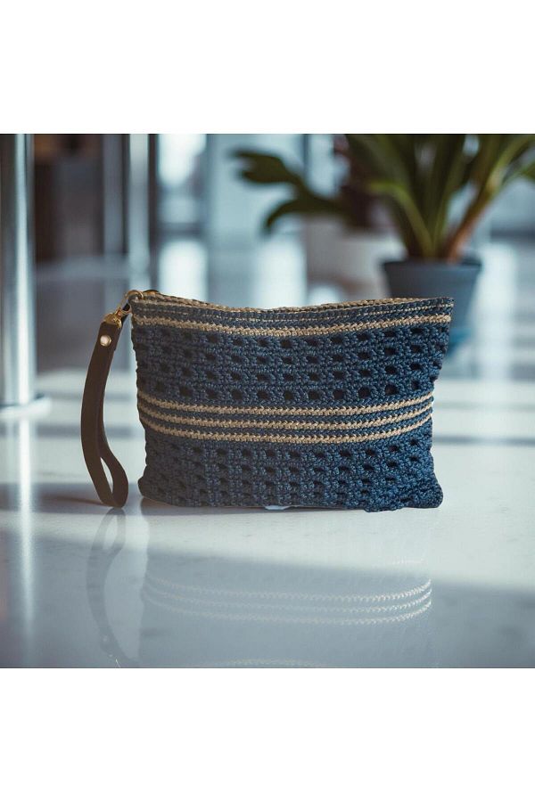 TURALLİ-Macrame Cluch Handcrafted Special Design Two Color Bag 1