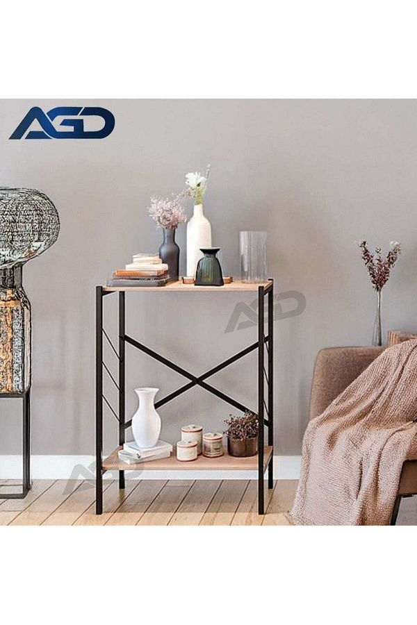 AGD-3 Layer Wall Table, Coffee Table with Storage Shelves for Living Room, Entryway, Sofa, Foyer (Br 1