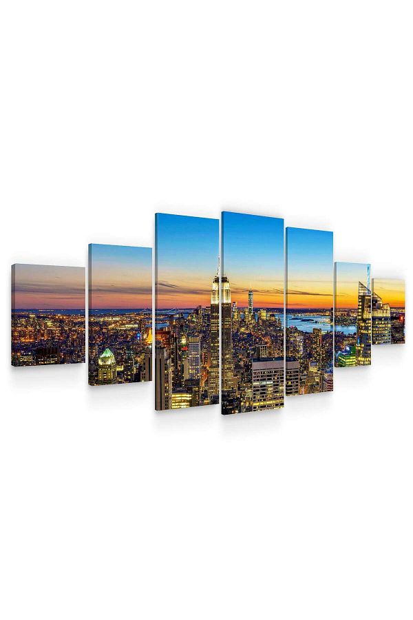 startonight-Set Tablou DualView Startonight Apus in oras, 7 piese, 100 x 240 cm 1