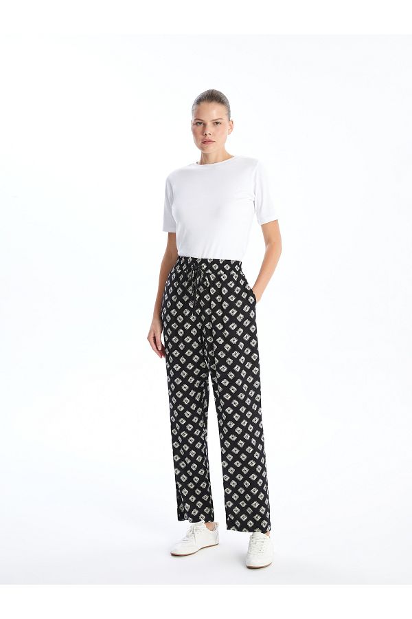 LC Waikiki-Comfortable Fit Patterned Maternity Pants with Elastic Waist 1