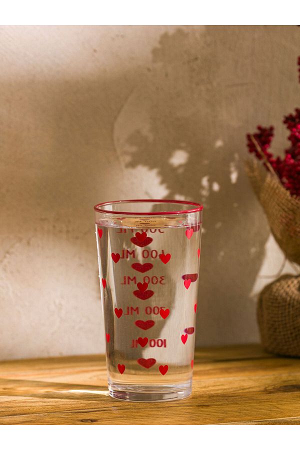 LC Waikiki-Sparkling Selections from Shining Store |   Red Heart Printed Glass Cup 570 ml 1