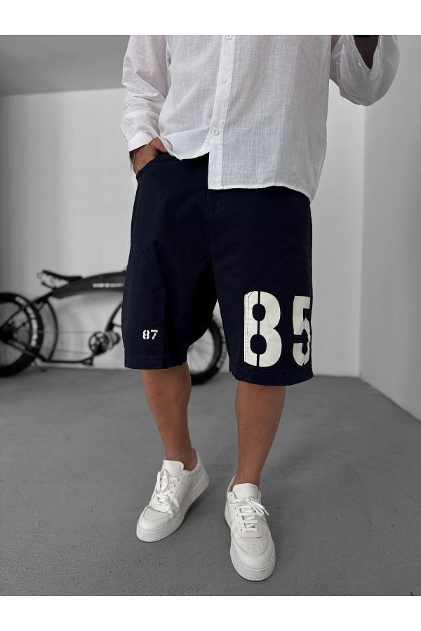 BYBASICMAN-Navy Blue 85 Printed Shorts C-2437 1