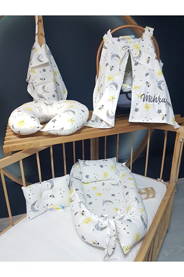 bebek_iklimi İsimli Puset Örtüsü - 7 Parça Bebek Seti – Babynest Anne Yanı Yatak, Puset Takımı, Emzirme Yastığı
