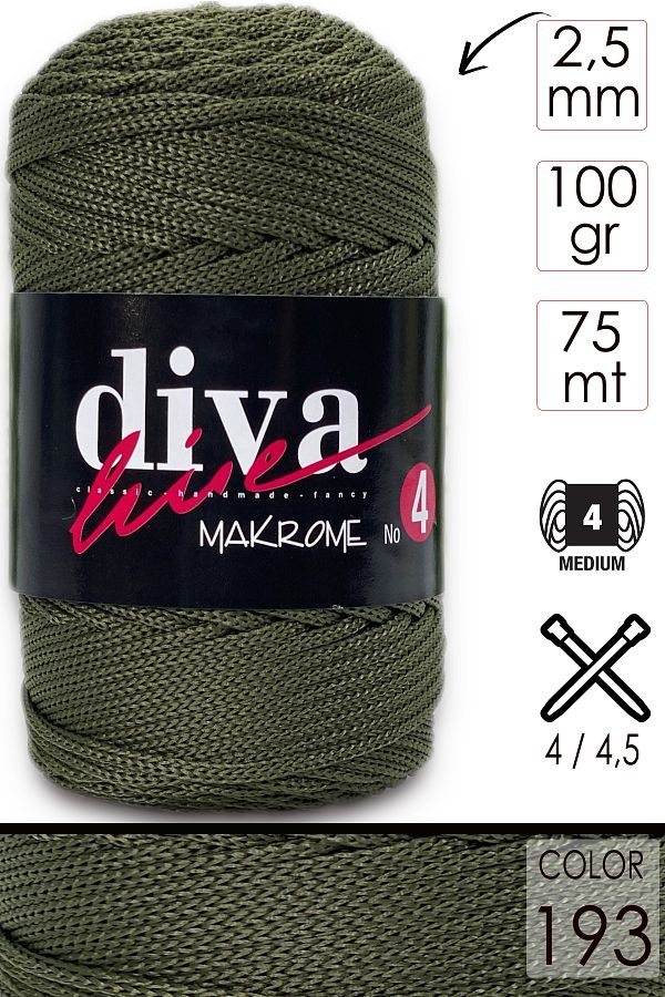 Diva İplik-Diva Line Diva Macrame Thread Thick (no:4) 193 Khaki 1
