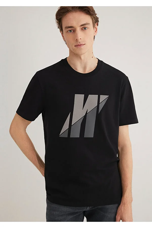 Mavi-Schwarzes T-Shirt mit Pro-Logo-Aufdruck, reguläre Passform 0612174 -900 1