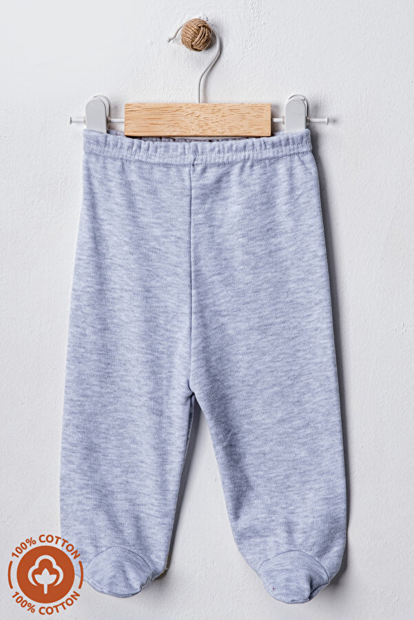 Miniel Unisex Bebek Penye Organik Pamuklu 0-6 Ay Patikli Bebek Pantolon Tek Alt Basic Model