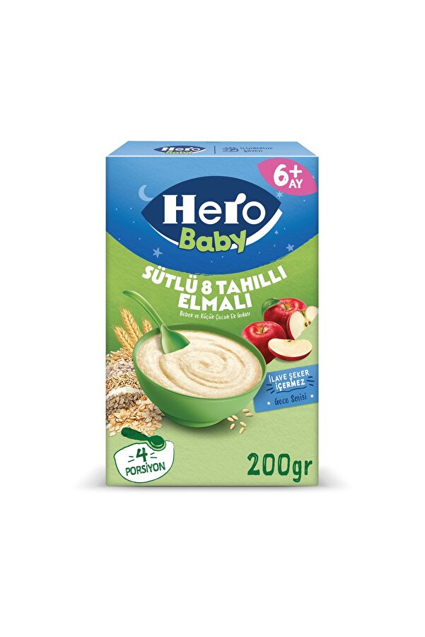 Hero Baby Sütlü 8 Tahıllı Elmalı Kaşık Mama 200g