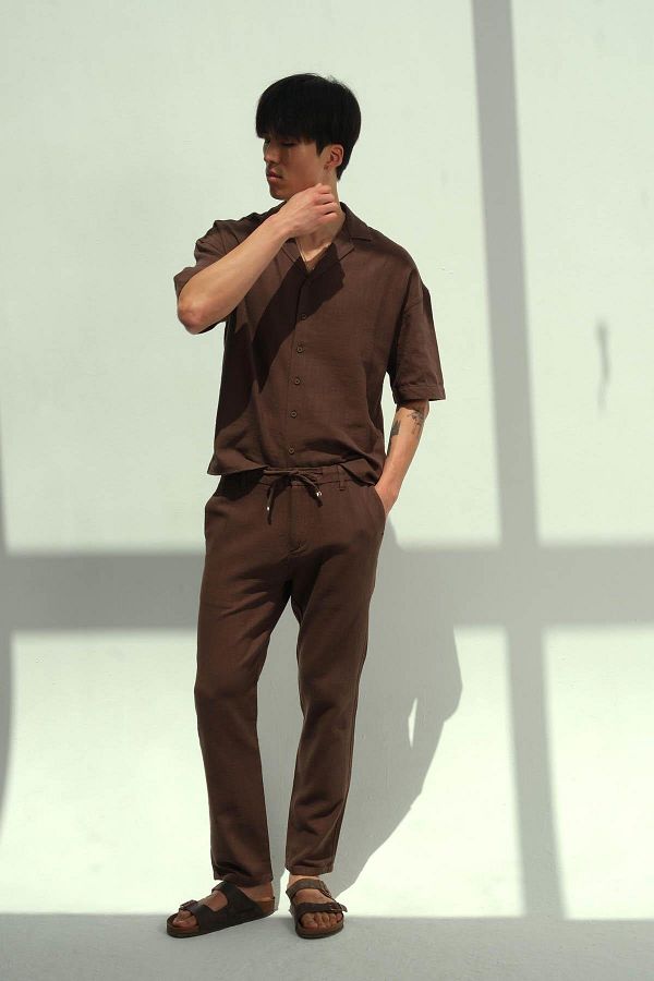 NGR-Pentar Linen Trousers Brown Color 1
