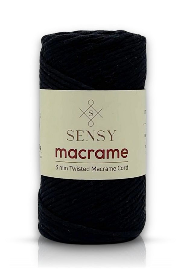 SENSY-Premium Combed Macrame Macrame Hobby Rope Black 1
