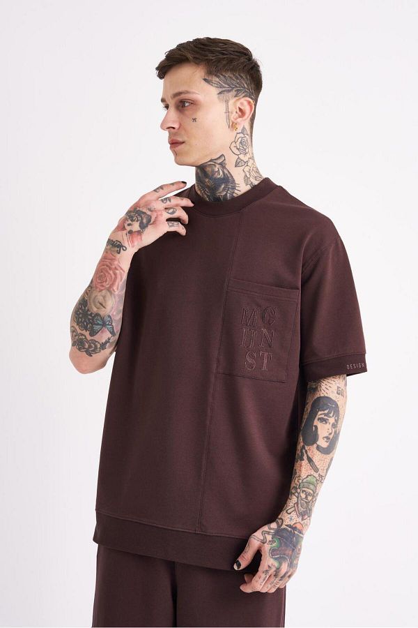 Machinist-Ανδρικό μπλουζάκι MCHNST Design Basic Oversize καφέ 1