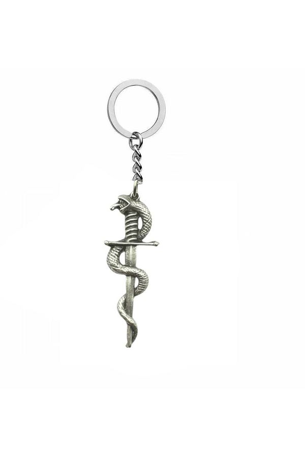 Herşey Nota-Unisex Keychain with Sword and Snake Figures – Power, Courage and Wisdom Themed Design 1