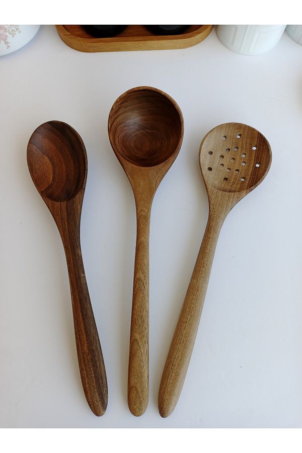 AYSAN-Walnut Wood Handmade Spoon, Ladle Set. 1