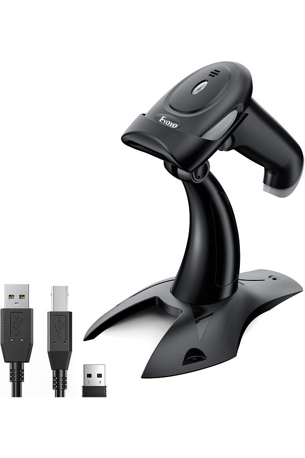 Eyoyo-2D 1D Wireless Barcode Scanner With Stand, 3-in-1 Barcode Reader 1