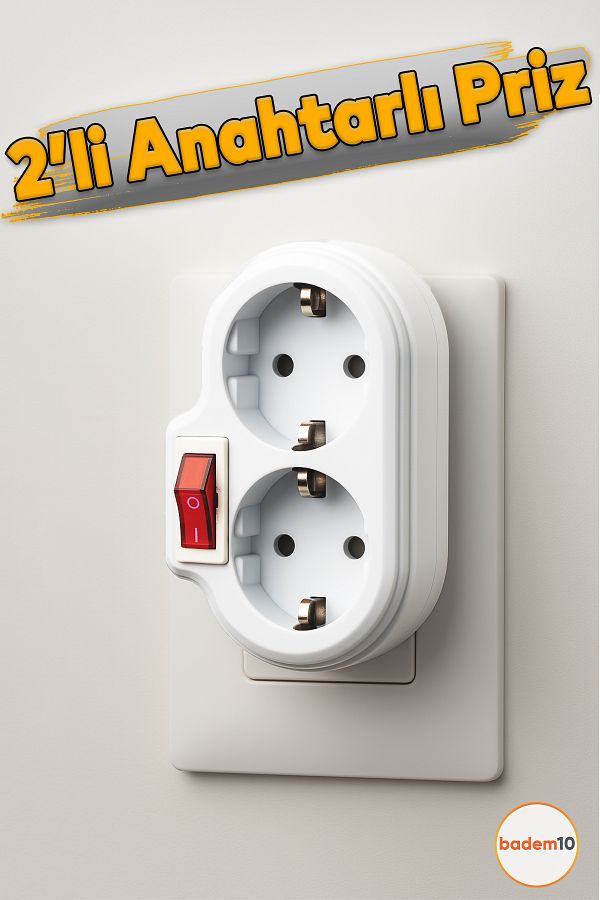 Badem10-2-Piece White Group Socket with Wireless On/Off Switch Plug Grounded Multi-Duplicator with Goliath Button 1