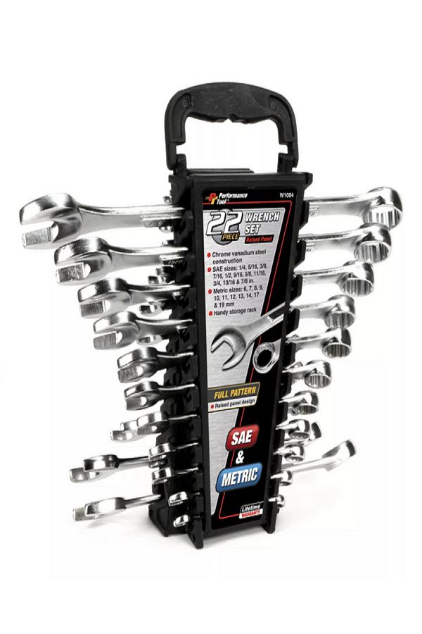 Performance Tool-22-Piece 12-Point Metric and SAE Combination Wrench Set 1