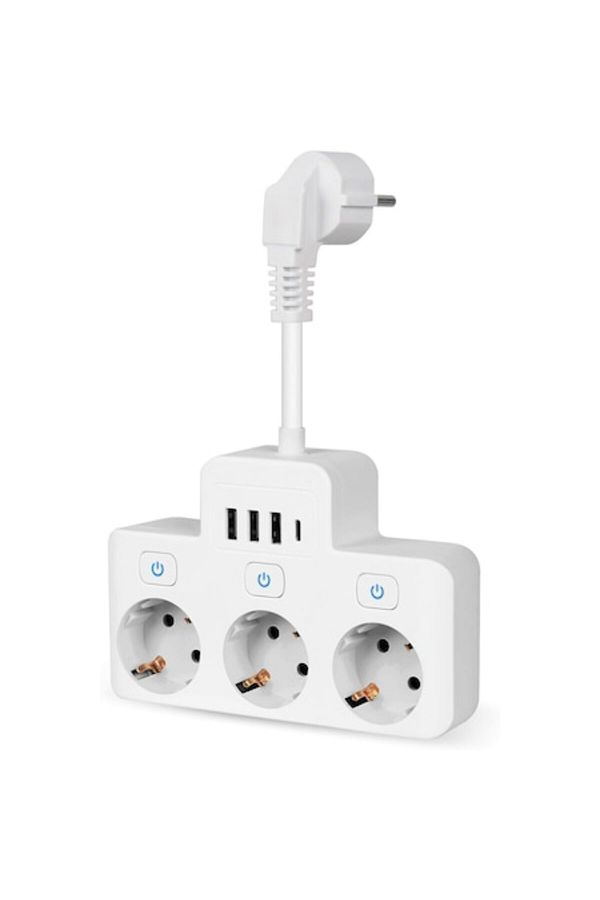 WELSMAR-Extender Priza, Multifunctional, Welsmar, 7 in 1, 3 Porturi, 3xUSB, 1xUSB-C, 3 Comutatoare Independe 1