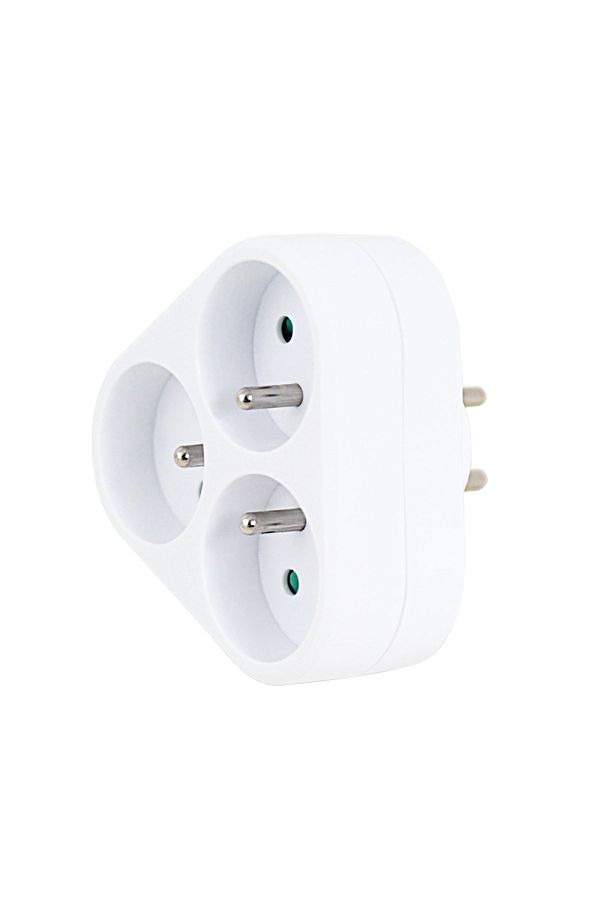 OEM-Adaptor priză triunghiulară, 3680W, 16A, cu împământare, dimensiuni 87 x 87 x 75 mm, alb 1