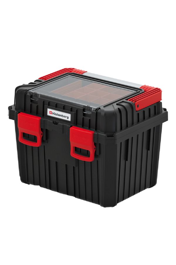 kistenberg-45 Multi Compartment Heavy Tool Box with Foldable Handle Black and Red 1