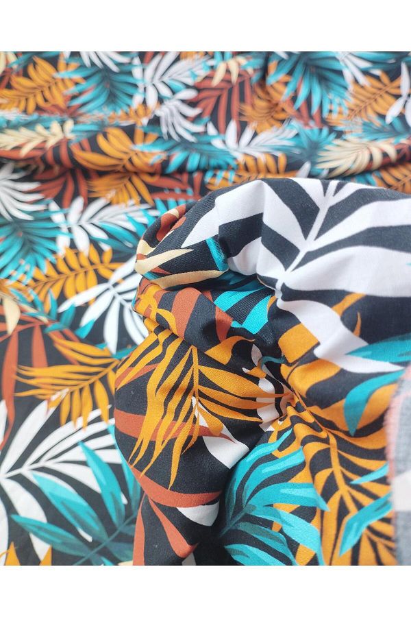 Kumaş Parça-Black with Colored Poplin Width: 140 1