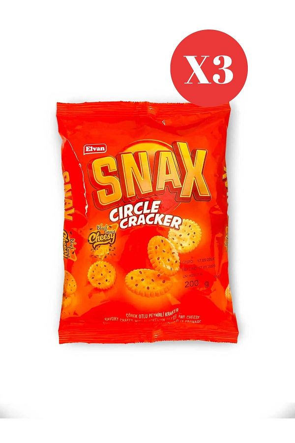 Elvan-Snax Round Crackers with Cheese 200 Gr. (1 Bag) x 3 1