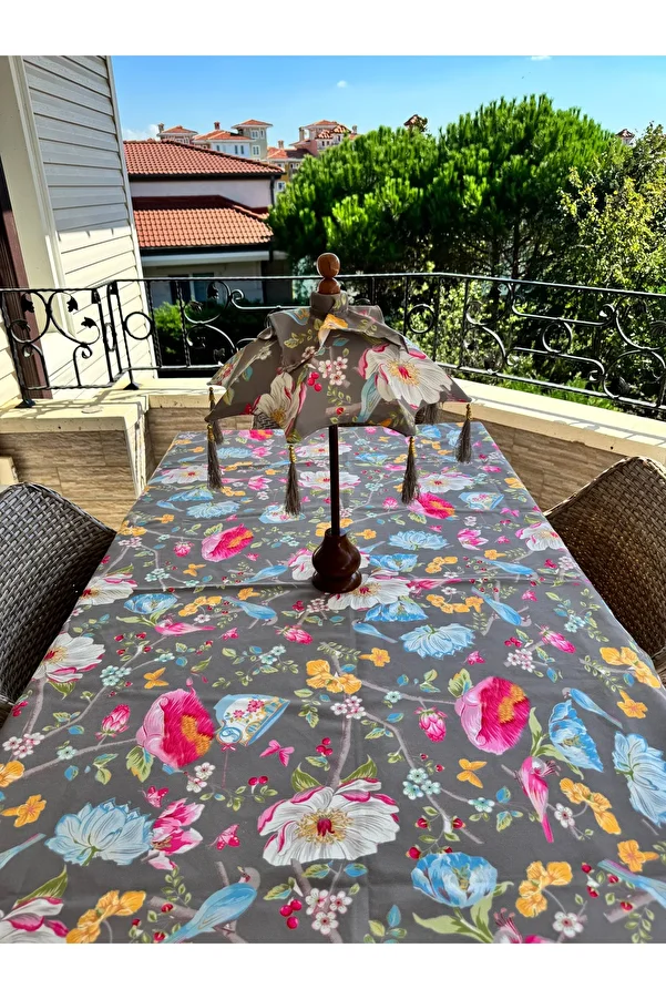 Merve Kaymakcı-Flower Pattern Beige Table Cover 1