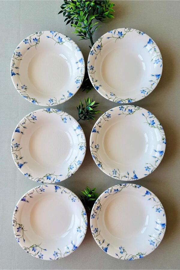 Yiğit Seramik Züccaciye-Blue Crocus Model 6 Pieces Modern Soup Bowl 1