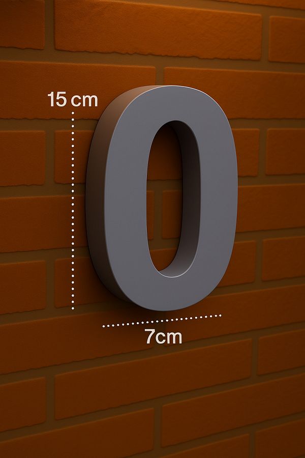 Rekatech-Modern Style 3D House Number (0 Number) |   7 cm Bottom Dimension – 15 cm Height 1