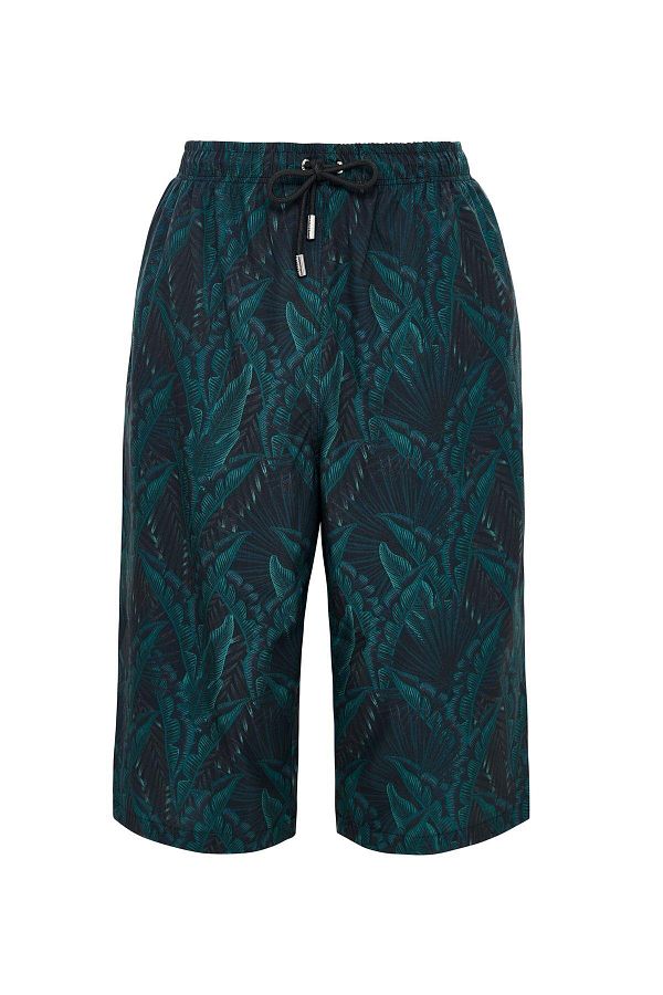 Haşema-Leaf Patterned Long Men's Pool and Sea Shorts 5074 1