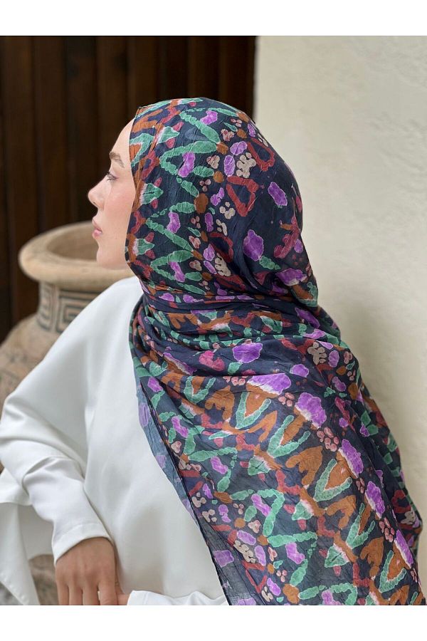 Modakaşmir-Abstract Zigzag Pattern Bamboo Shawl 1