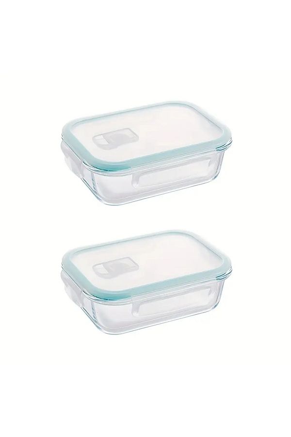CİHO-2Pcs 700ml Glass Ziplock Vacuum Rectangular Airtight Lid Storage Container 1