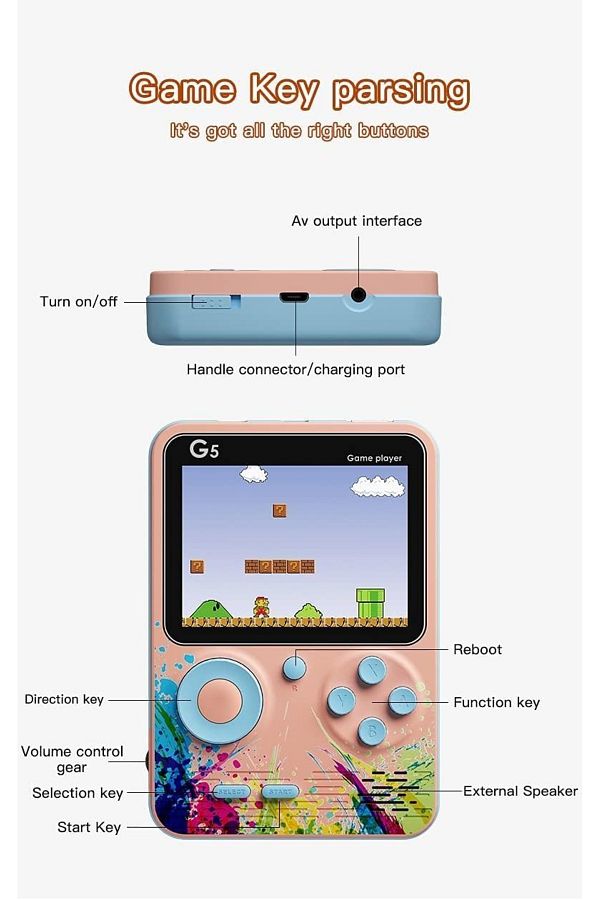 G5-GAME BOX 3" HIGH DEFINTION DIGITAL DISPLAY SCREEN GAME CONSOLE WITH 500+ CLASSIC GAME 1