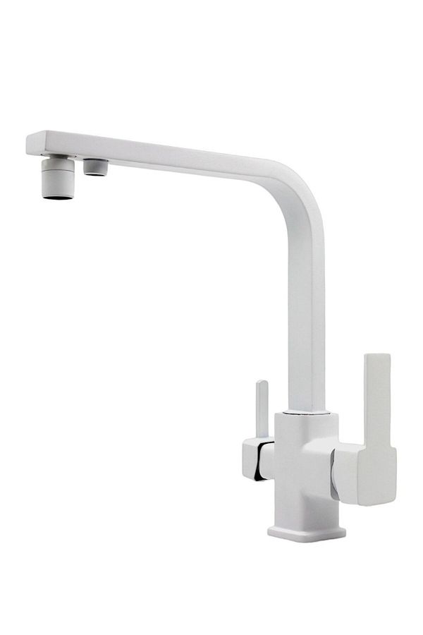 Class Armatür-Aritmali White Square Sink Faucet 1