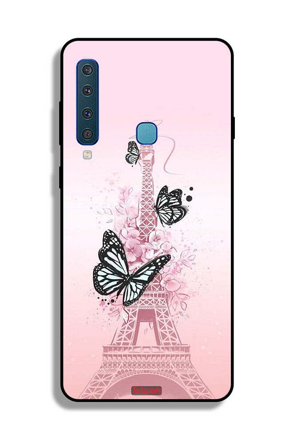 Tolwak-Samsung Galaxy A9 (2018) Protective Case Cover Butterflies On Eiffel Tower 1