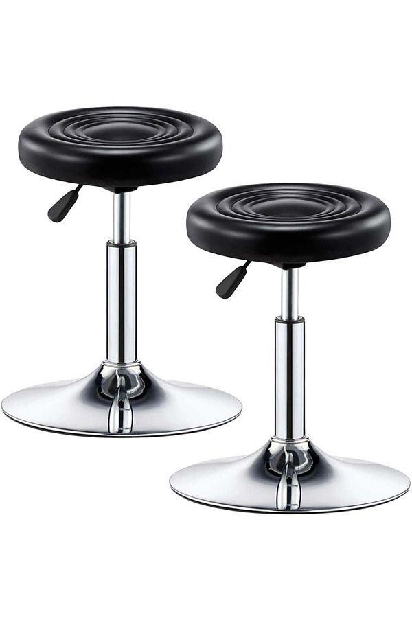 Quasar & Co.-Set 2 scaune tip taburet bucatarie/bar, rotative, reglabile pe inaltime, piele ecologica, negru 1