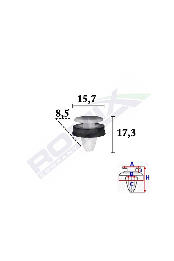 ROMİX-Clips Fixare Elemente Exterior Pentru Ford Transit 2014 -8.5X17.3Mm Alb - Set 10 Buc 1