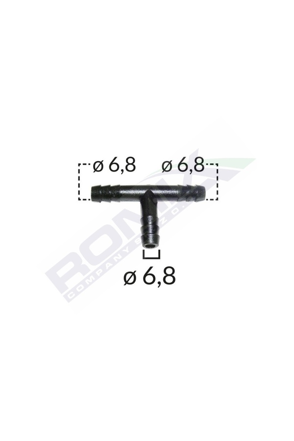 ROMİX-Conector Teu Furtun Conducte Universal 6.8Mm - Negru Set 5 Buc 1