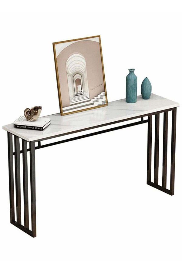 AGD-Entryway Console Table, Marble Design MDF Narrow Sofa Table for Hallway Living Room 1