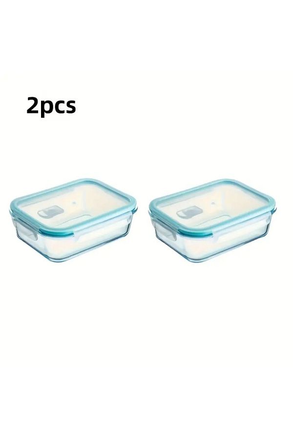 CİHO-2 Pieces 410 ml Small Size Glass Ziplock Vacuum Rectangular Airtight Lid Storage Container 1