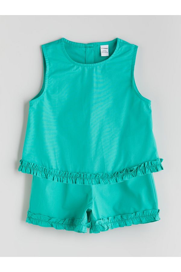 LC Waikiki-Basic Popeline Mädchenbluse und Shorts 2er-Pack 1