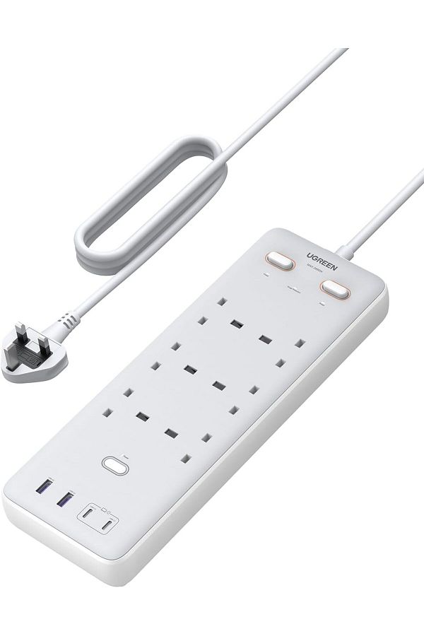 Ugreen-سلك تمديد 65 وات 10 في 1 مع 4 فتحات USB، شريط طاقة واقي من زيادة التيار مع 6 منافذ متعددة 1