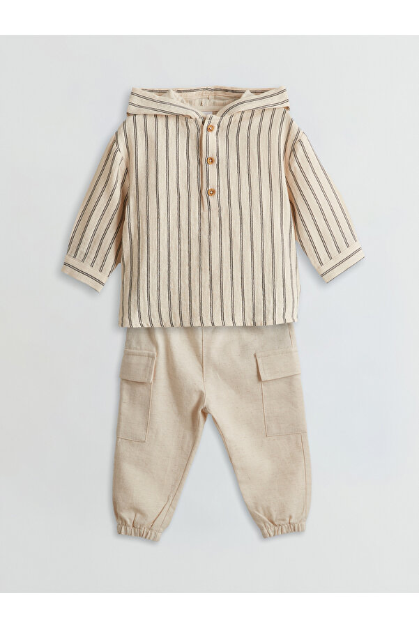 LC Waikiki Kapüşonlu Erkek Bebek Sweatshirt Ve Pantolon 2'li