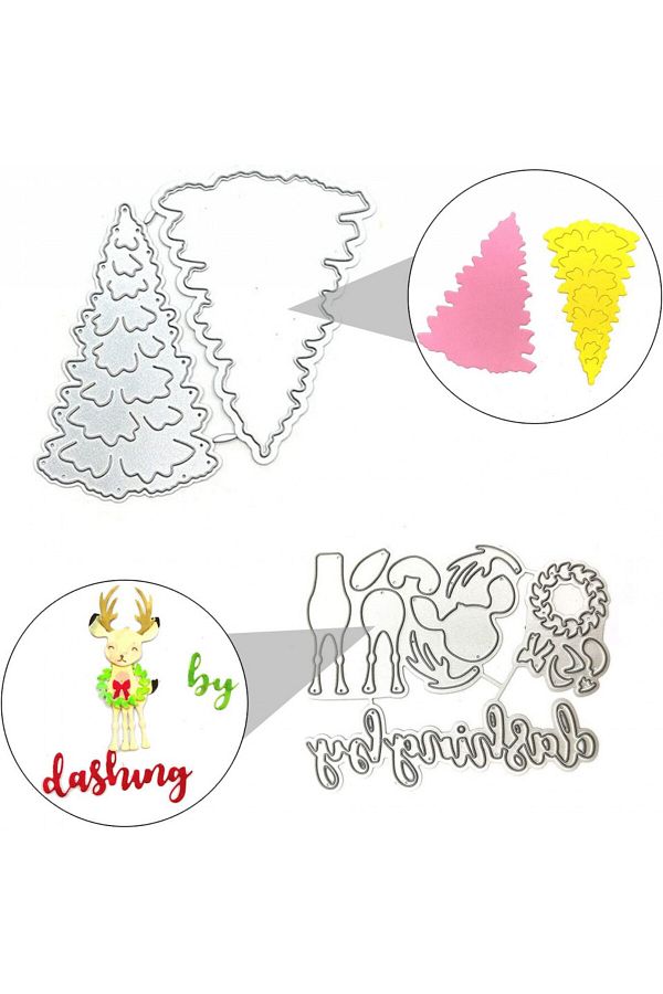 OEM-Set of two Christmas tree and deer molds, carbon steel, silver, 95 x 90 mm / 98 x 75 mm 1