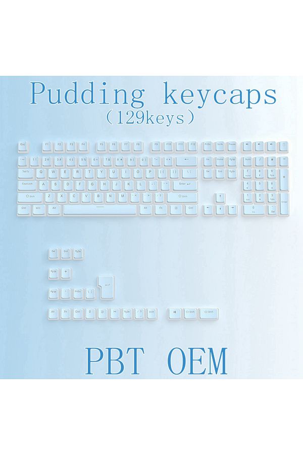 Choice-Pudding keycap Blue 129Keys Keyboard Keycap OEM Profile PBT Material Key Cap for Mx Hot Swap Mechani 1