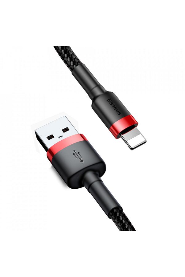 Baseus-Usb To Lightning Data Cable 2.4a, 1m - Cafule (CALKLF-B19) - Red Black 1