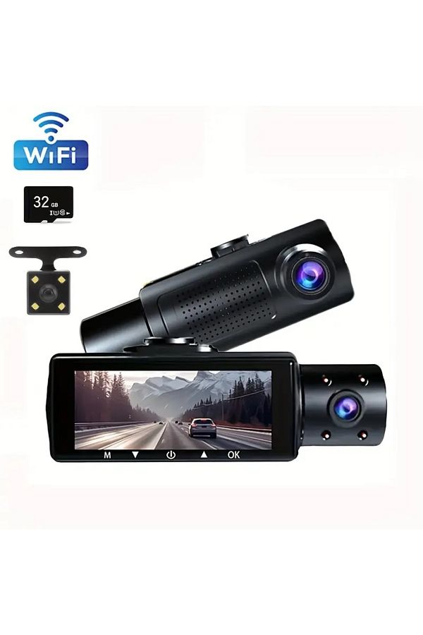 Baideluo-Full HD1080P Car Dash Camera,Night Vision,Front,R&In View,Recording&Real Time Display with Mount 1