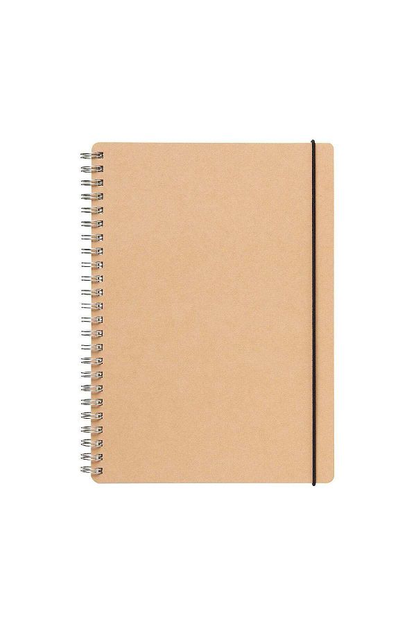 Muji-High-Quality Paper Double Ring Notebook with Dot Grid, 70 Sheets, A5, Beige 1
