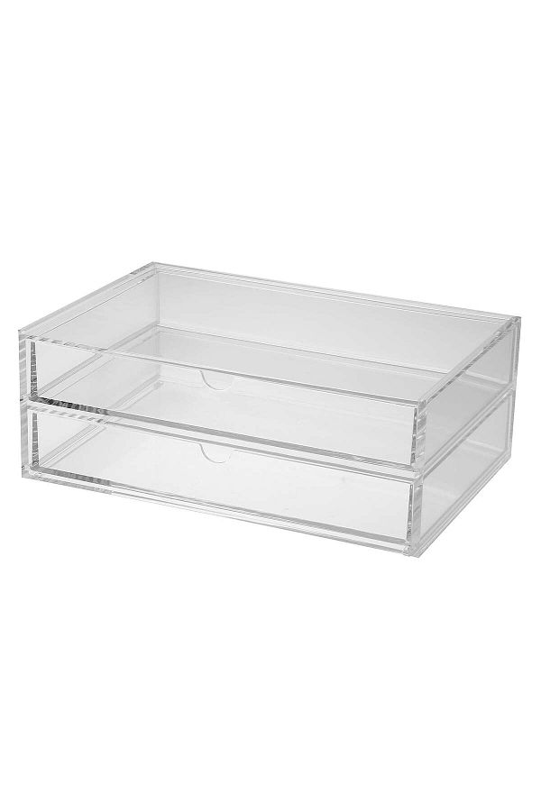 Muji-Stackable Acrylic Storage Case with 2 Layered Drawer, W 25.5 x D 17 x H 9.5 cm 1